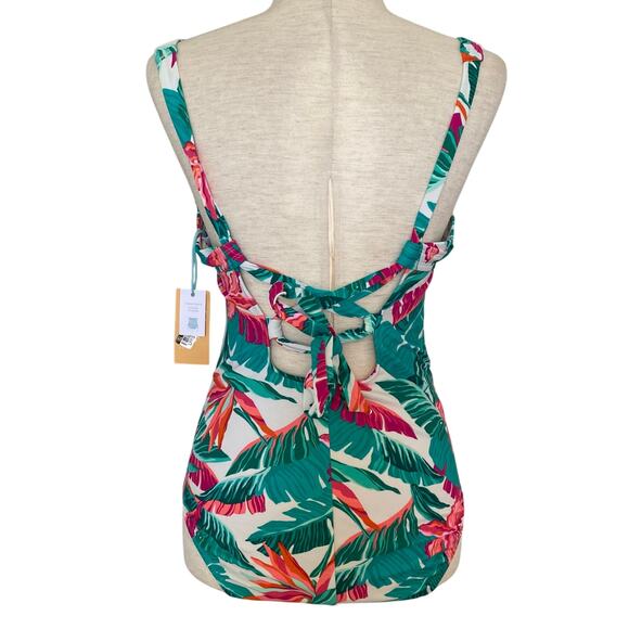 NEW KONA SOL Tropical Floral One Piece Swimsuit Small Colorful Full Coverage - Picture 3 of 7